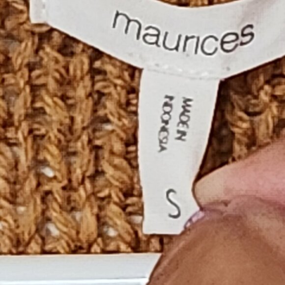 MAURICES WOMENS MEDIUM  COTTON LIGHT BROWN LACE SWEATER - Picture 5 of 6